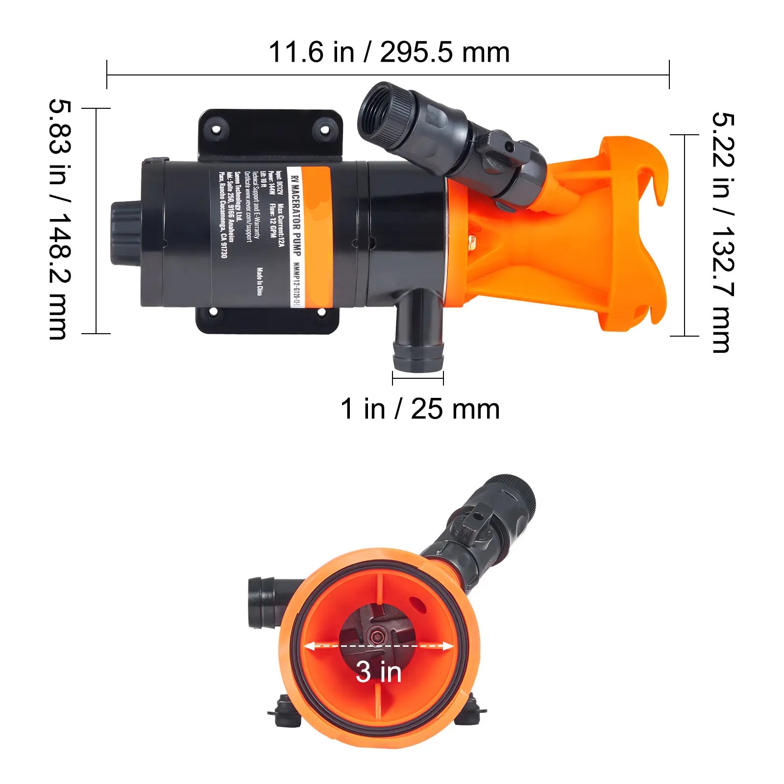 Mroace 12V Portable RV Macerator Pump