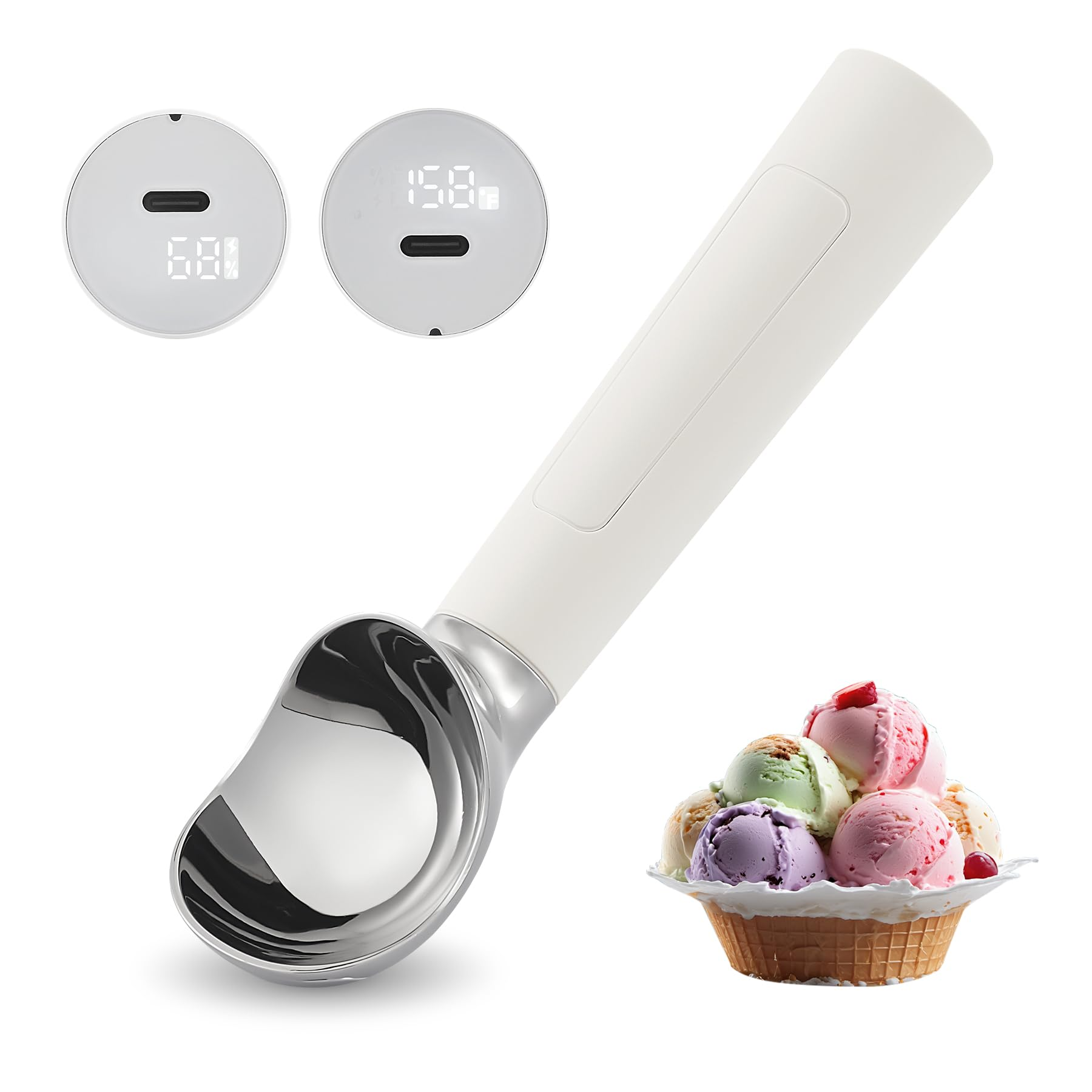 Mroace Rechargeable Heated LED Ice Cream Scoop
