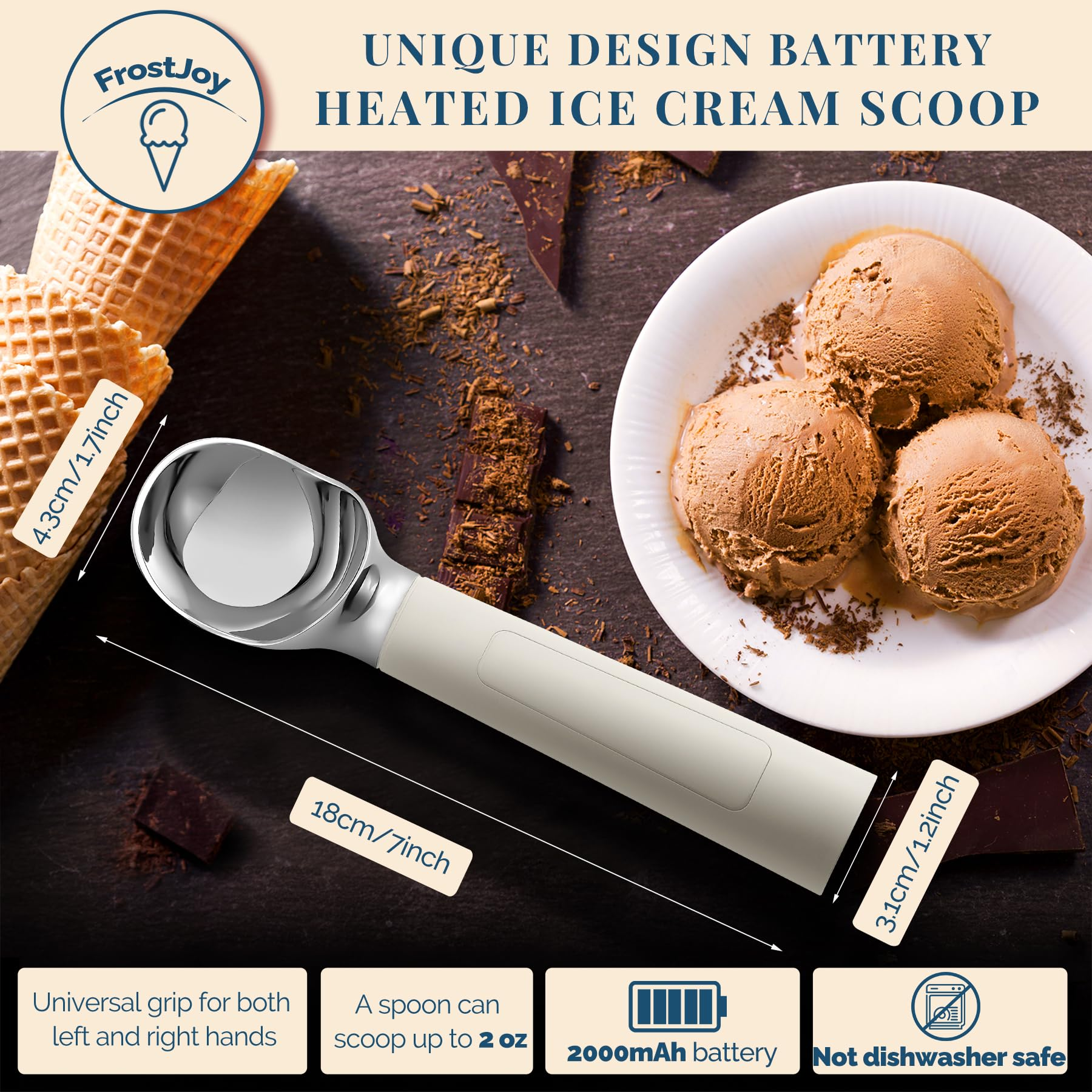 Mroace Rechargeable Heated LED Ice Cream Scoop