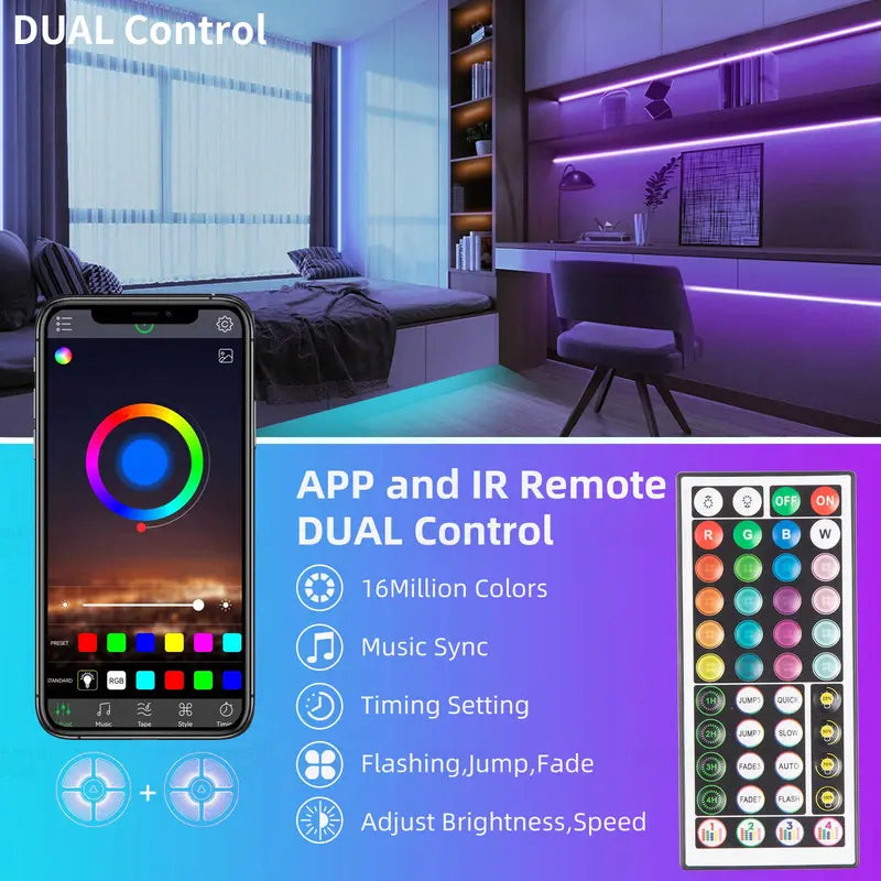 Mroace 200FT RGB LED Strip Lights with App and Remote Control