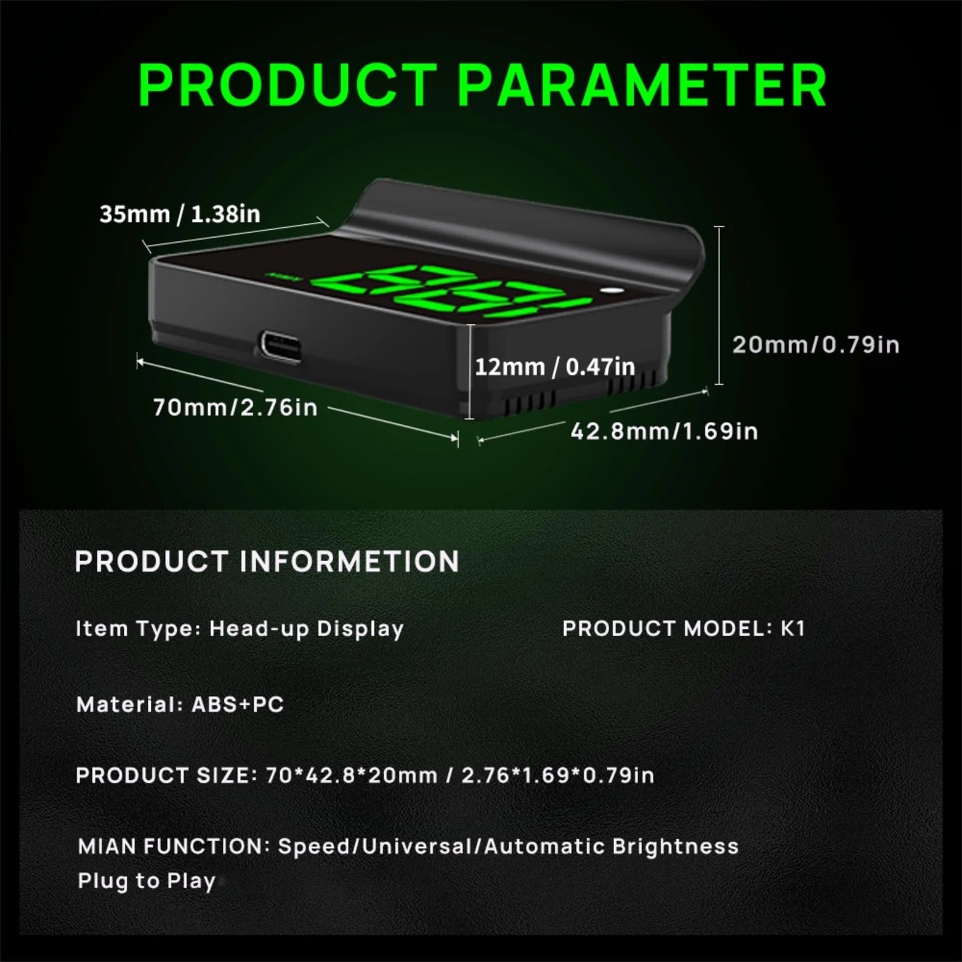 Mroace Digital GPS HUD Car Head Up Display