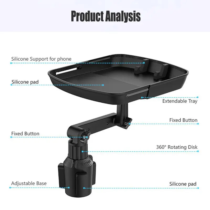 Mroace Rotatable Multifunctional Car Cup Holder Tray