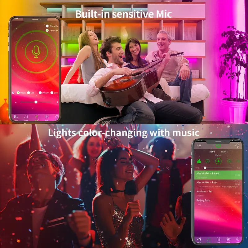 Mroace 200FT RGB LED Strip Lights with App and Remote Control