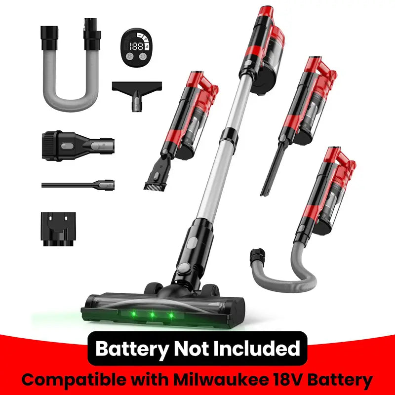 Mroace 350W Cordless Stick Vacuum Cleaner Compatible with Milwaukee M18 Dewalt 20V and Makita 18V Batteries