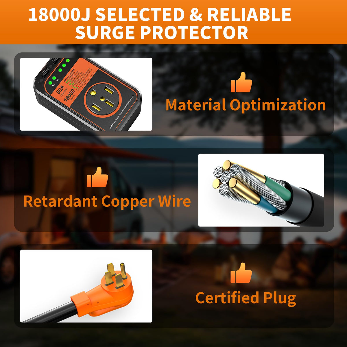 Mroace Waterproof RV Surge Protector