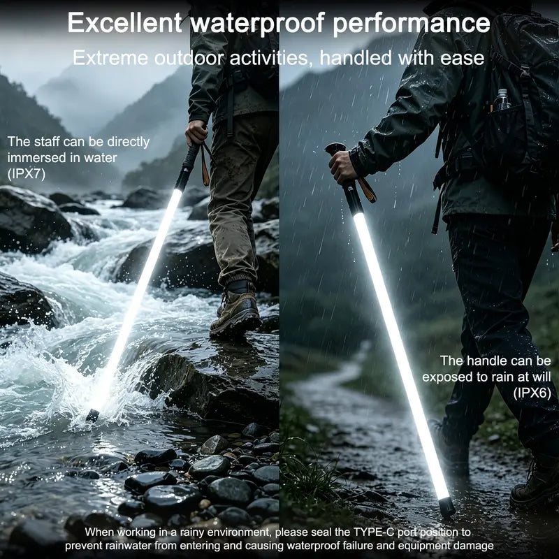 Mroace LED Light Trekking Pole with Adjustable Aluminum Shaft