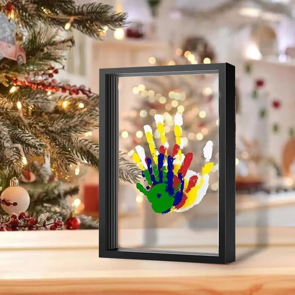 Mroace Wooden Transparent DIY Family Handprint Photo Frame Set