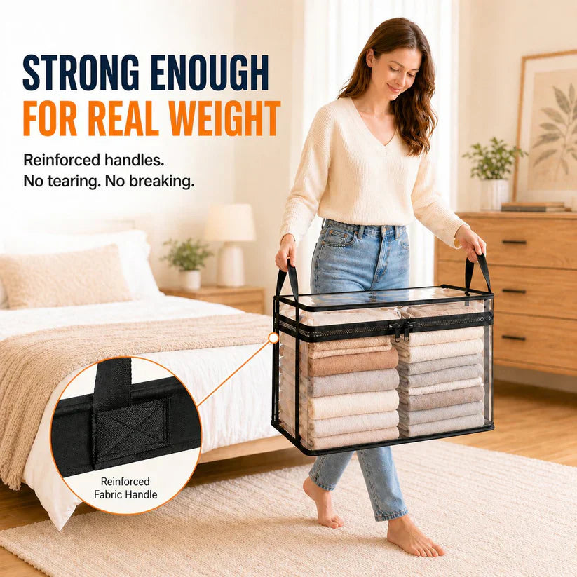 Mroace Portable Large Heavy-Duty Thick Plastic Clear Storage Box