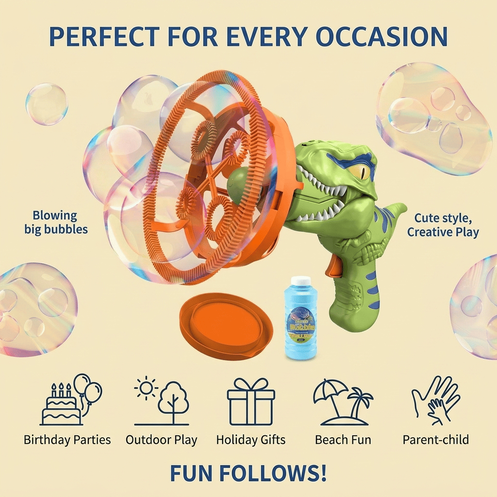 Mroace 2026 New Model Semi-Automatic Dinosaur Fan Bubble Machine