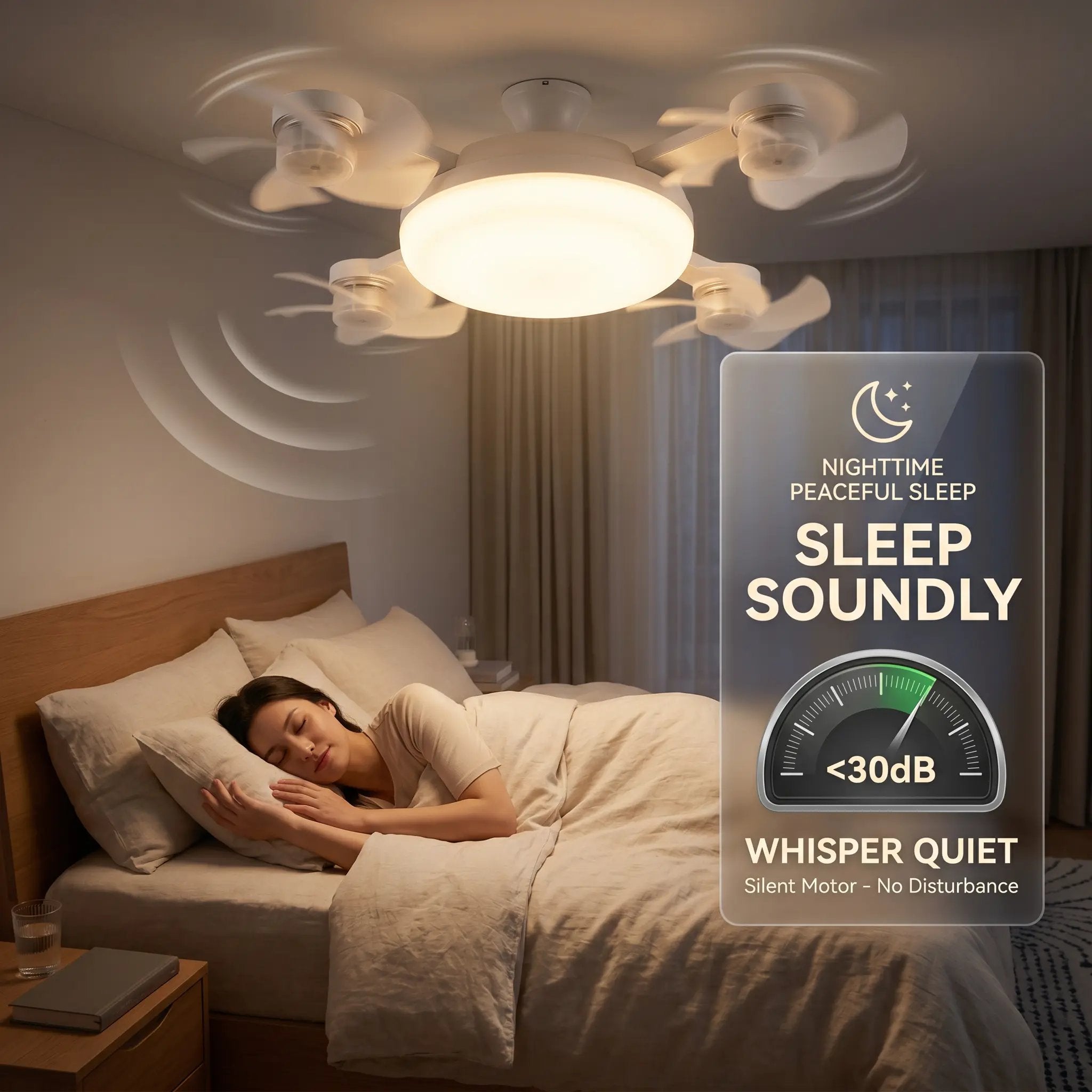 Mroace Light-Silent LED Ceiling Fan with Remote