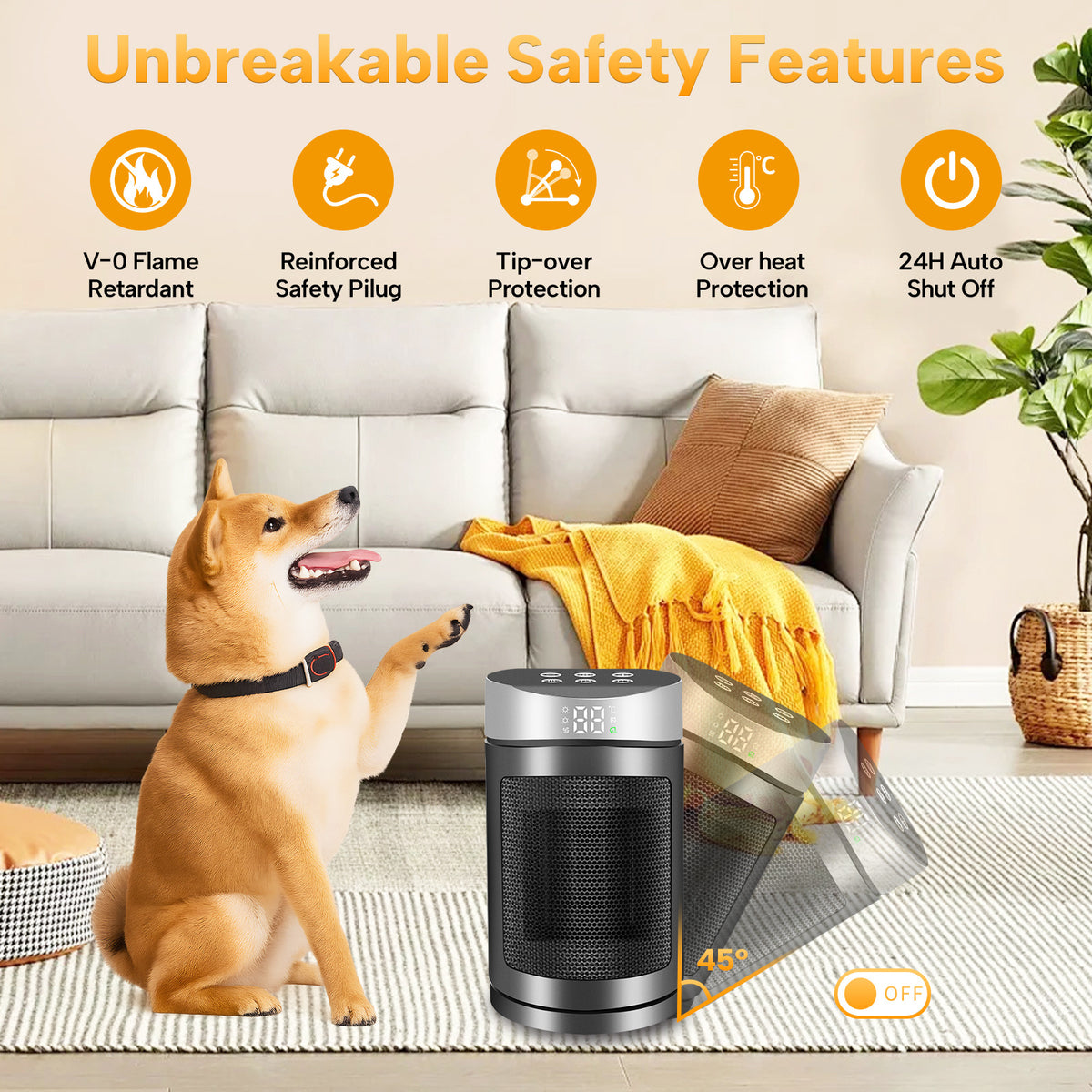 Mroace Portable Electric Space Heater With Adjustable Thermostat