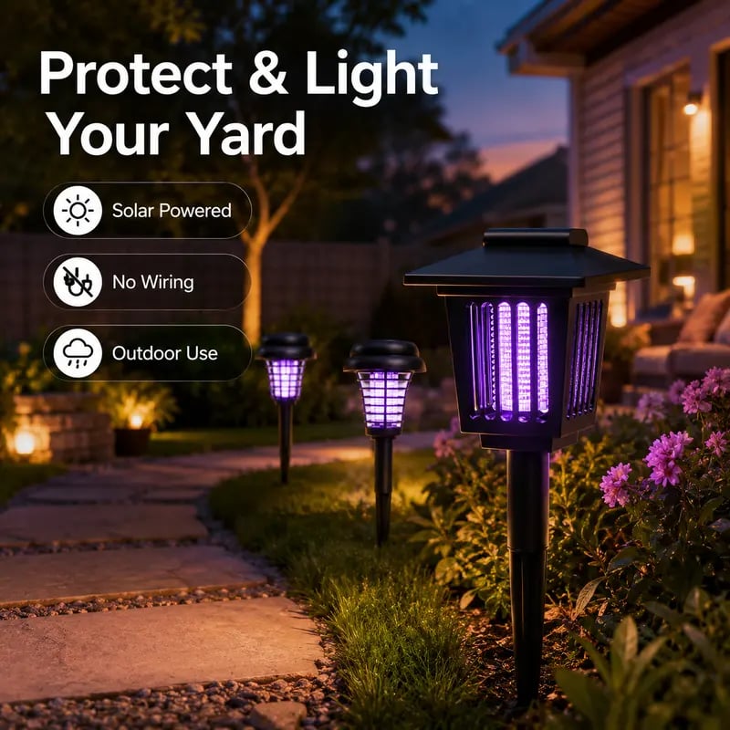 Mroace Solar Mosquito Zapper Light – Outdoor Garden Stake Lamp, UV Insect Killer & Solar Pathway Light