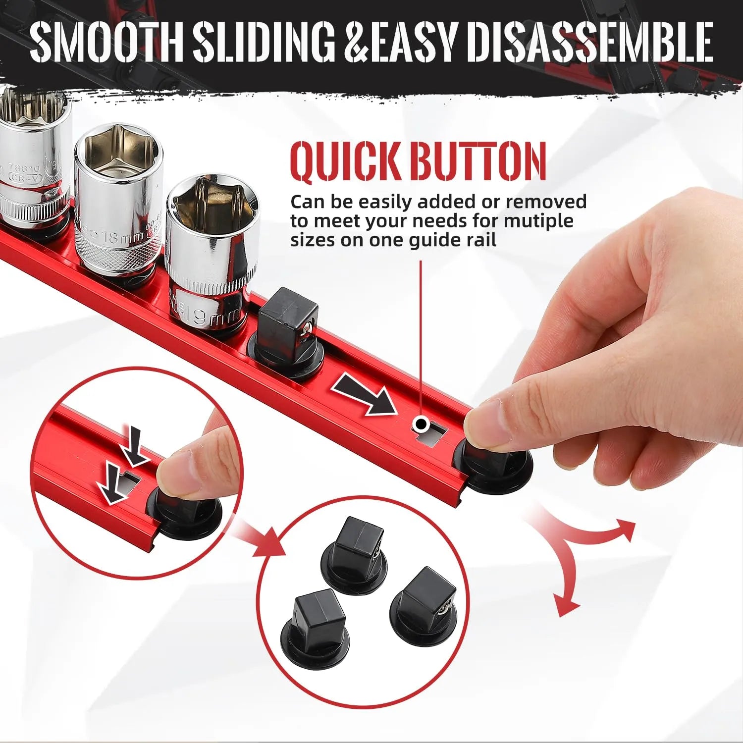 Mroace Magnetic Aluminum Alloy Socket Organizer Rail