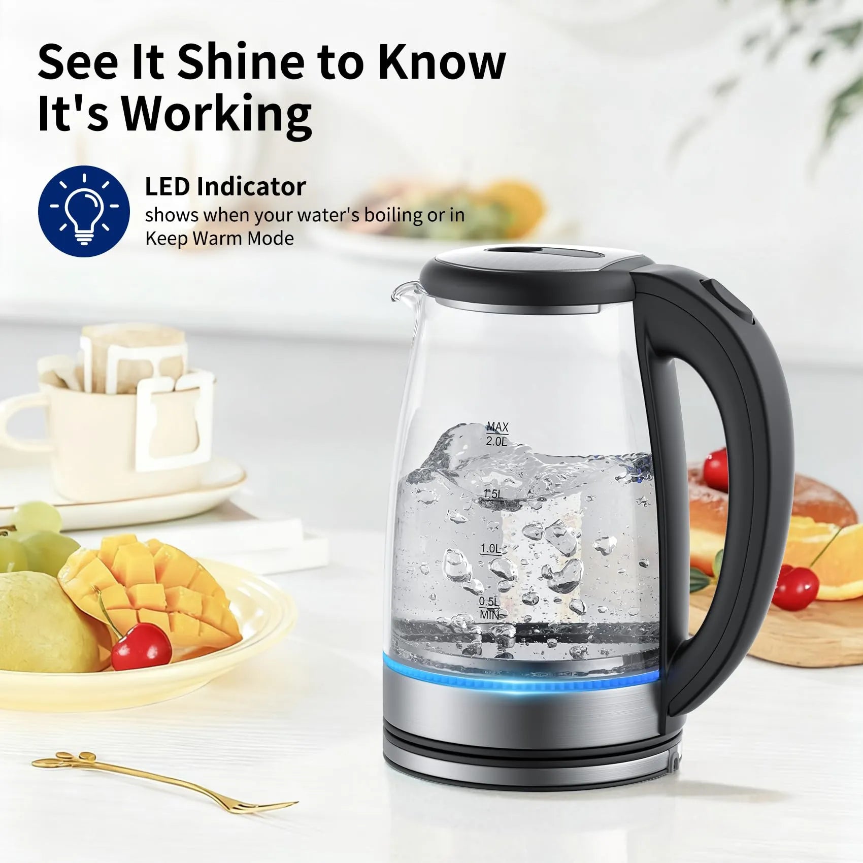 Mroace Fast Boiling Glass Electric Kettle