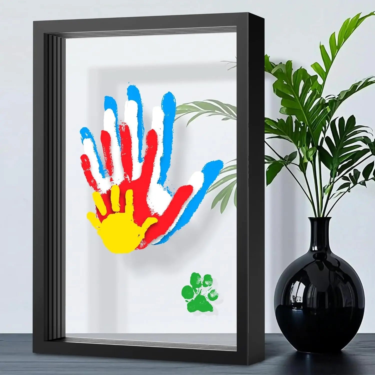 Mroace Wooden Transparent DIY Family Handprint Photo Frame Set