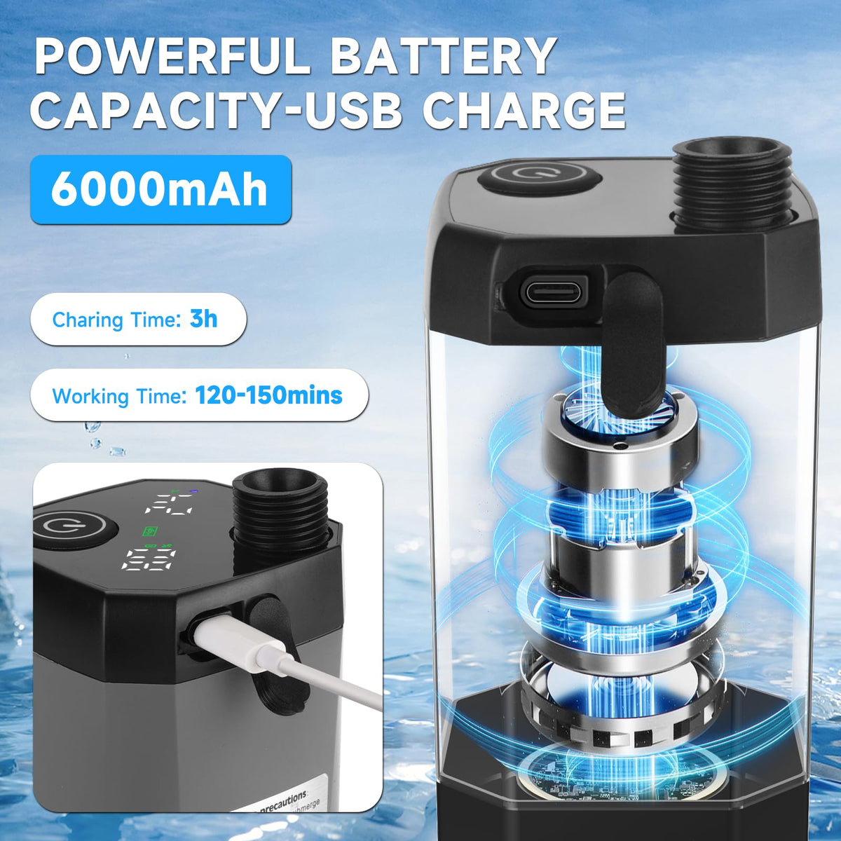 Mroace Rechargeable Portable Camping Shower With LED Display