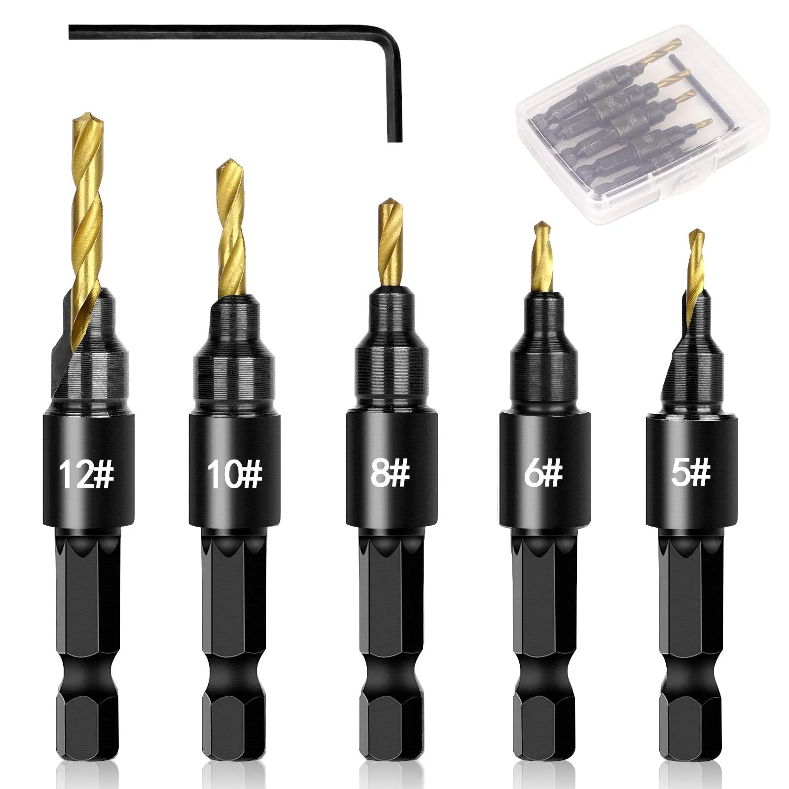 Mroace Adjustable Wood Countersink Drill Bit Set