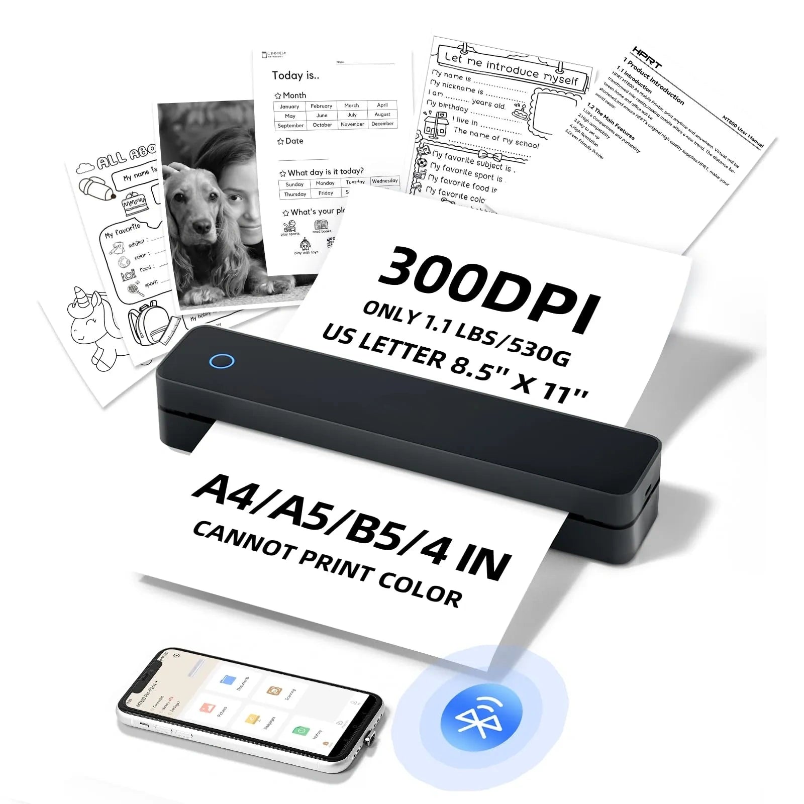 Mroace Wireless Inkless Thermal Portable Printer