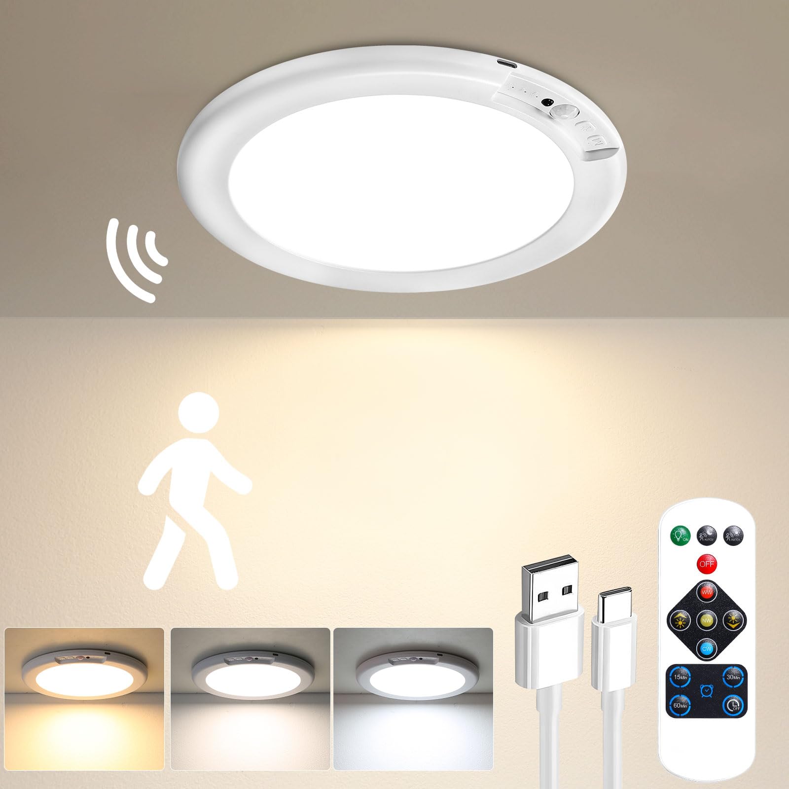 Mroace Rechargeable Motion Sensor Ceiling Light