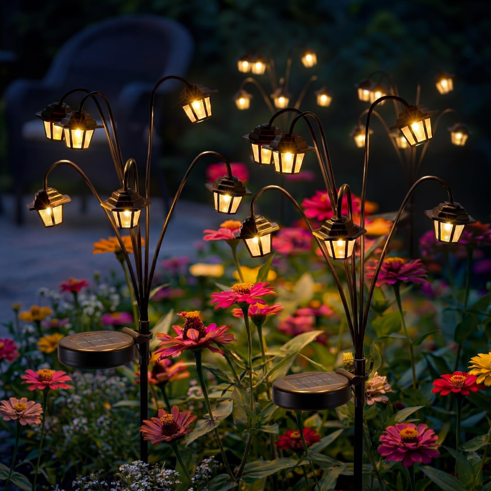 Mroace 4-Pack 8-Mode Color-Changing Solar Swaying Hexagon Pathway Lights