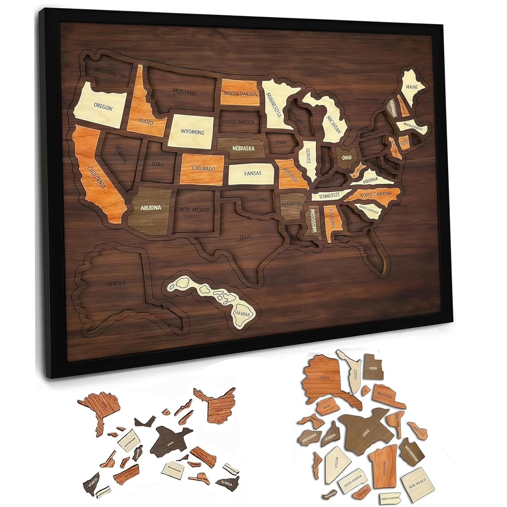Mroace Wooden USA Travel Map Puzzle
