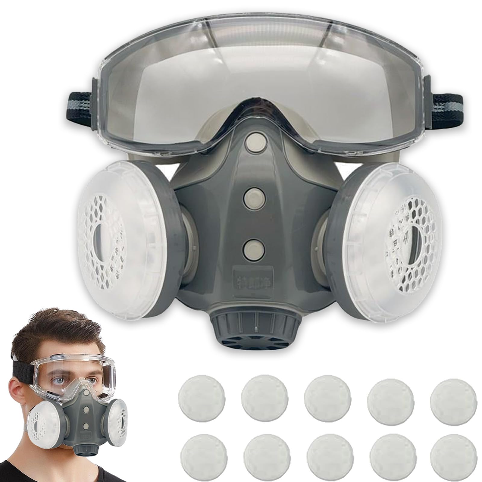 Mroace Dust-Proof Integrated Respirator Mask – Adjustable Comfortable Full-Face with Filters