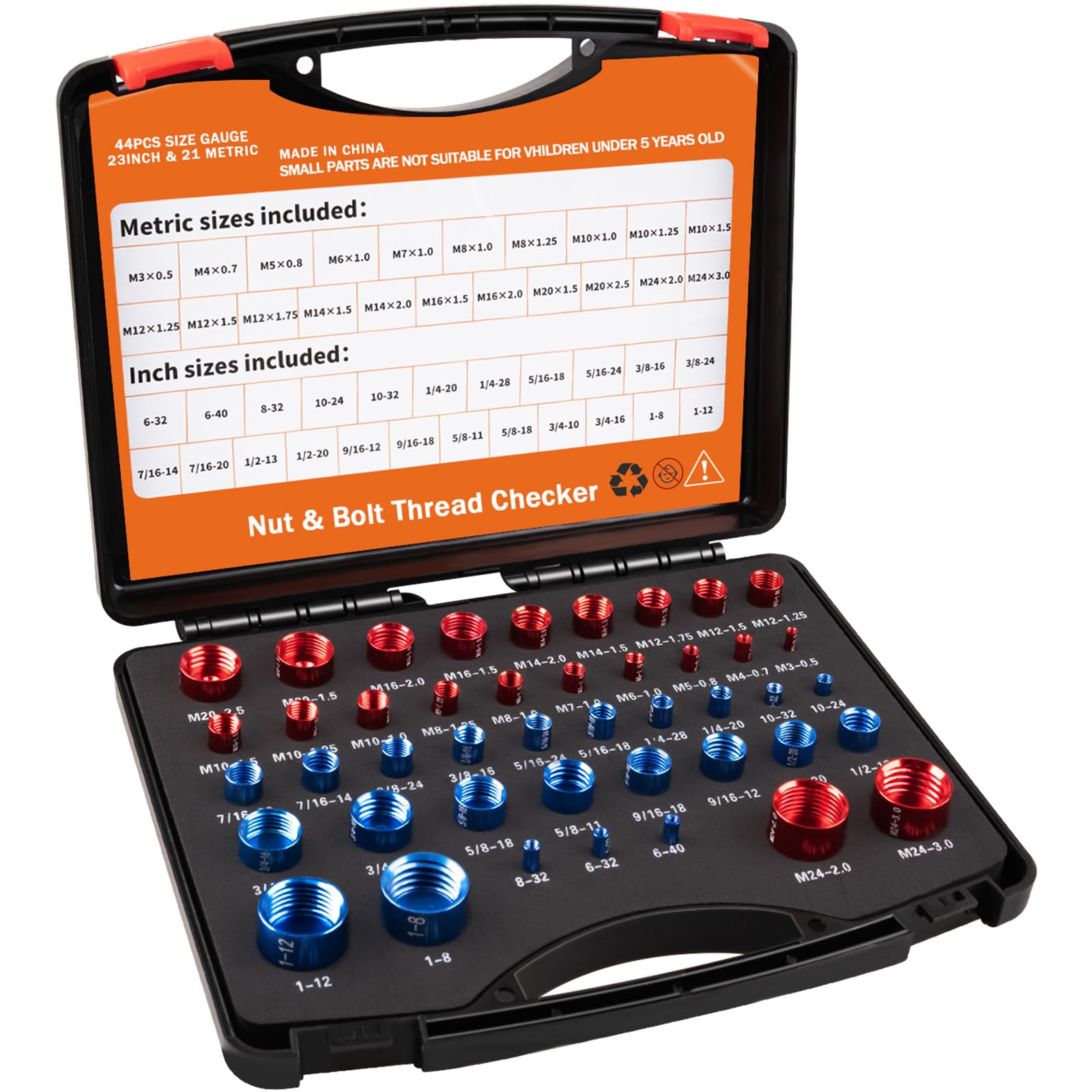 Mroace 44PCS Nut and Bolt Thread Checker