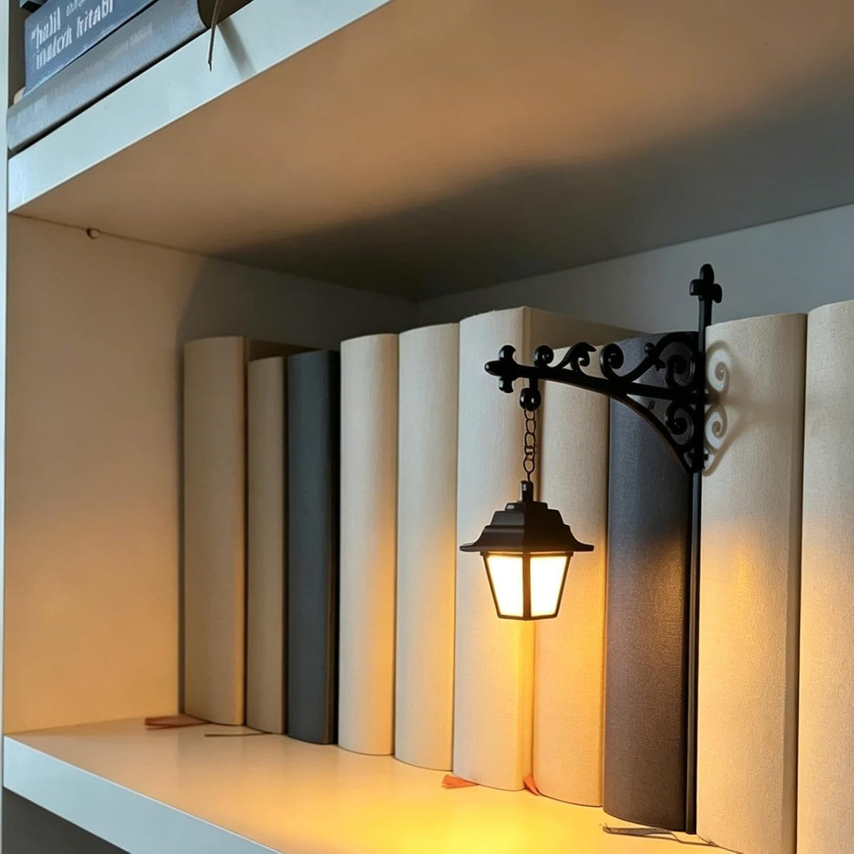 Mroace Antique LED Library Lantern Bookshelf Light