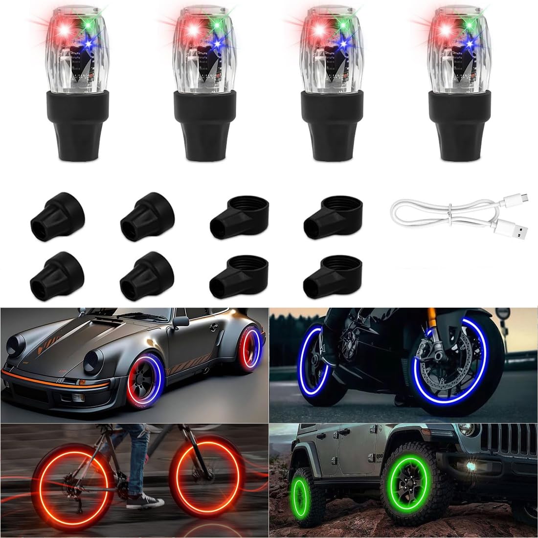 Mroace LED Tire Valve Lights kit