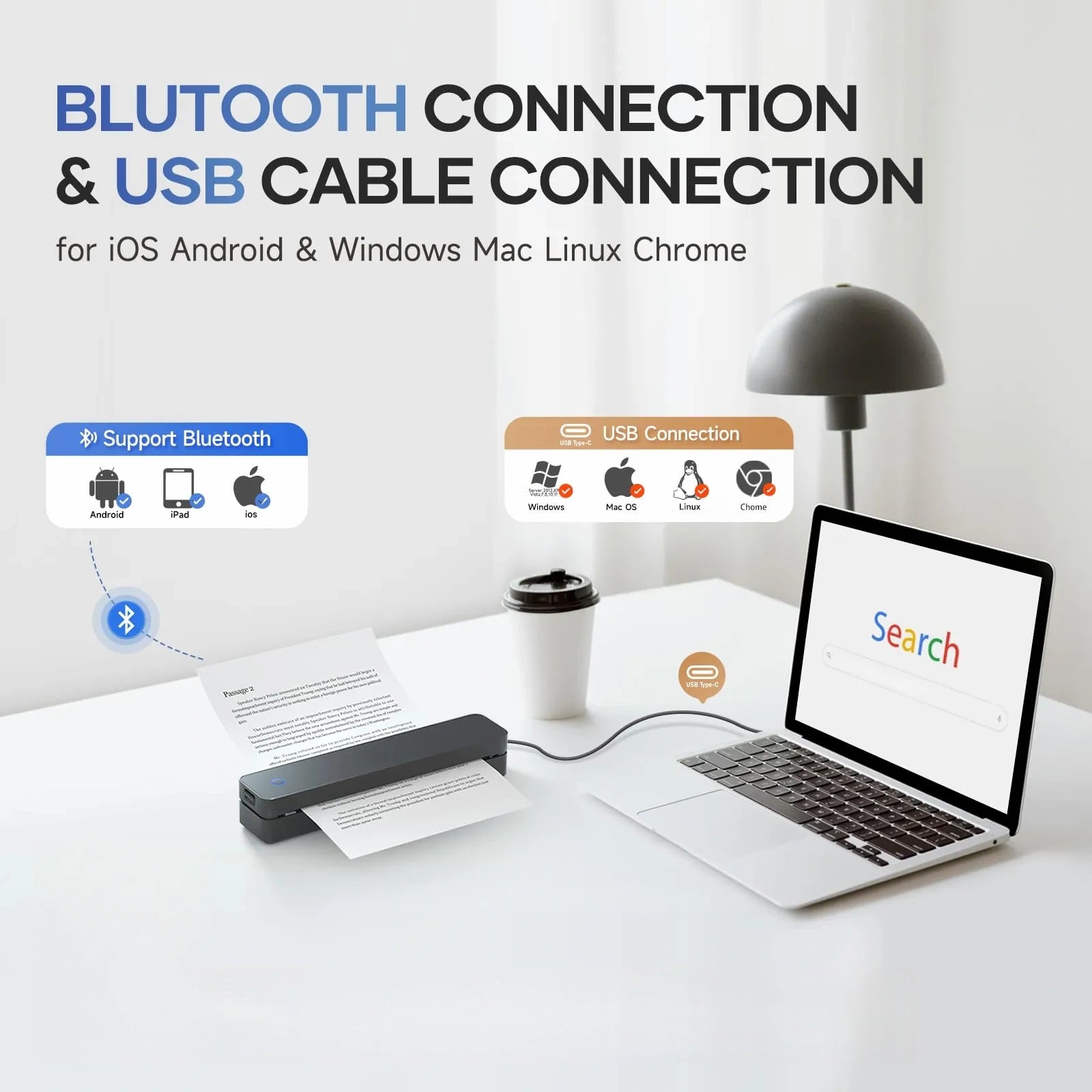 Mroace Wireless Inkless Thermal Portable Printer