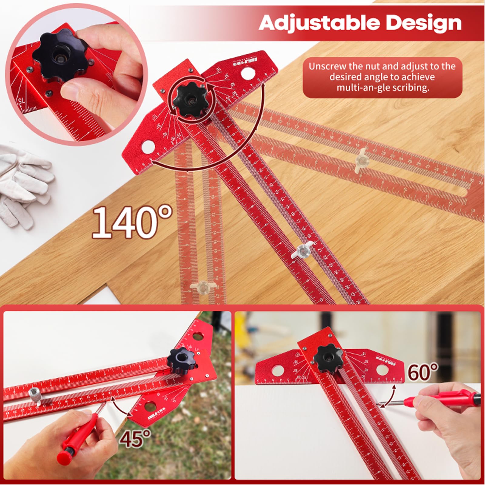 Mroace Adjustable Woodworking Marking Ruler