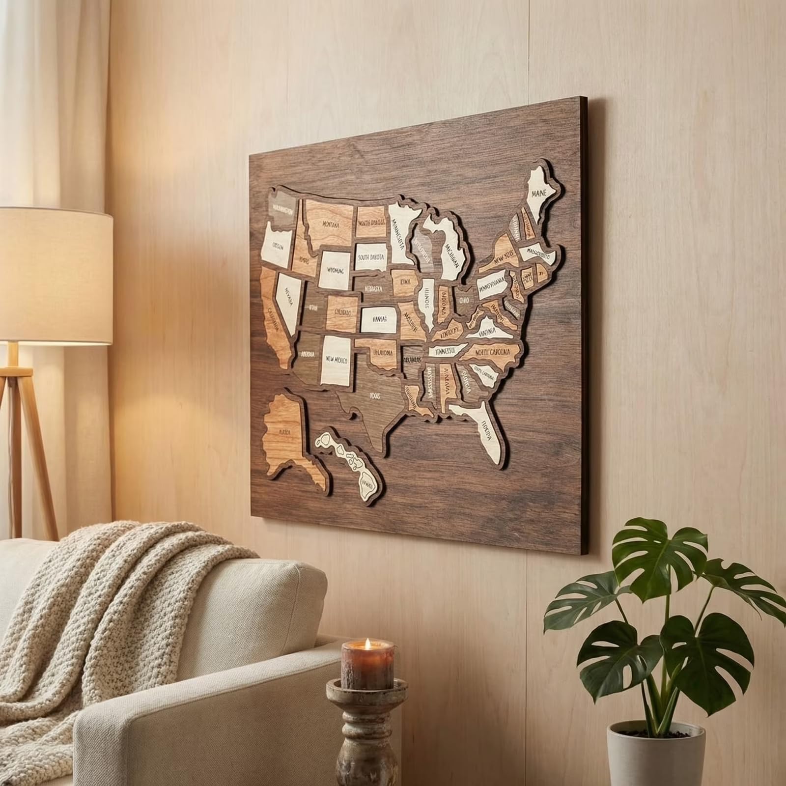 Mroace Wooden USA Travel Map Puzzle