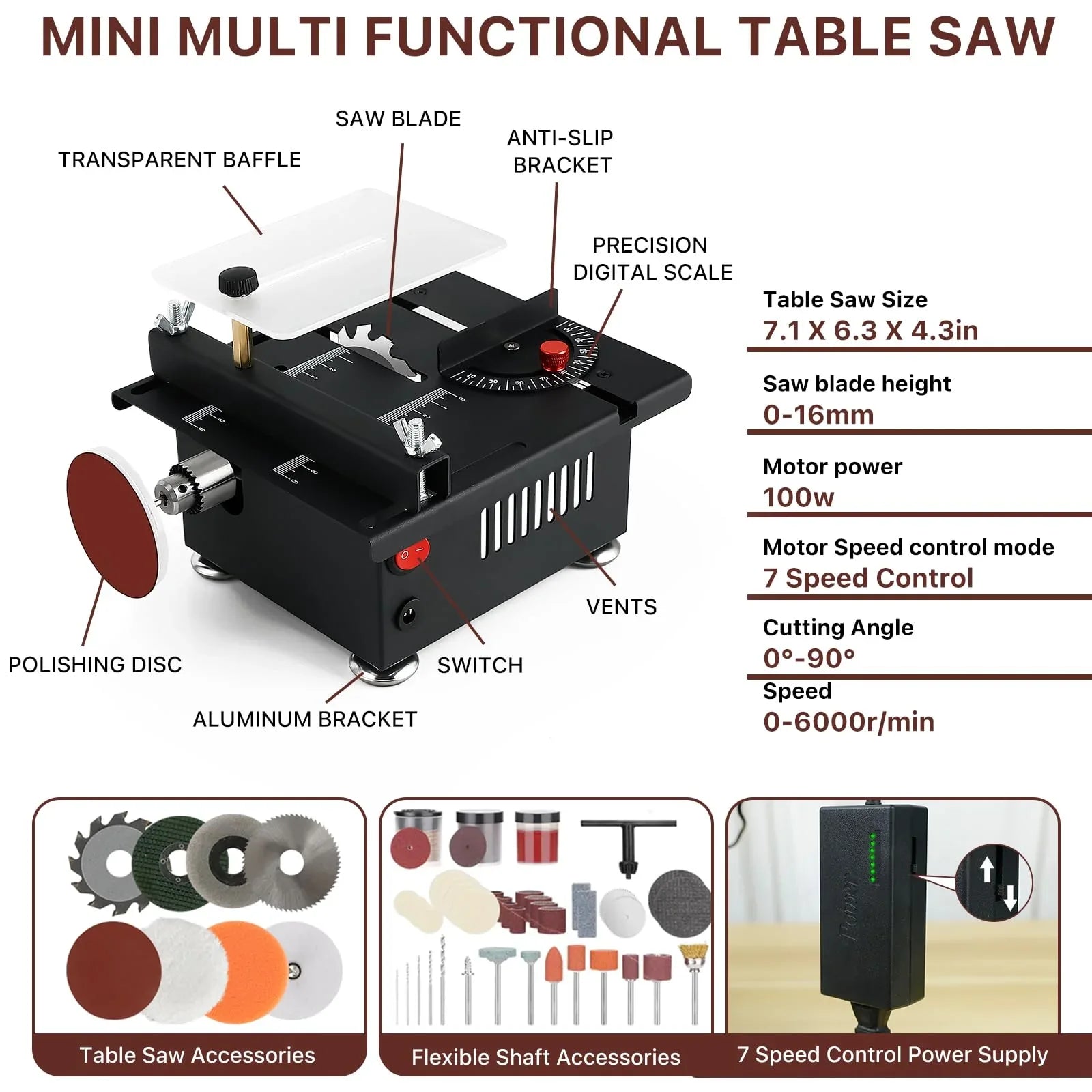 Mroace Mini Multi-Functional Table Saw - MROACE
