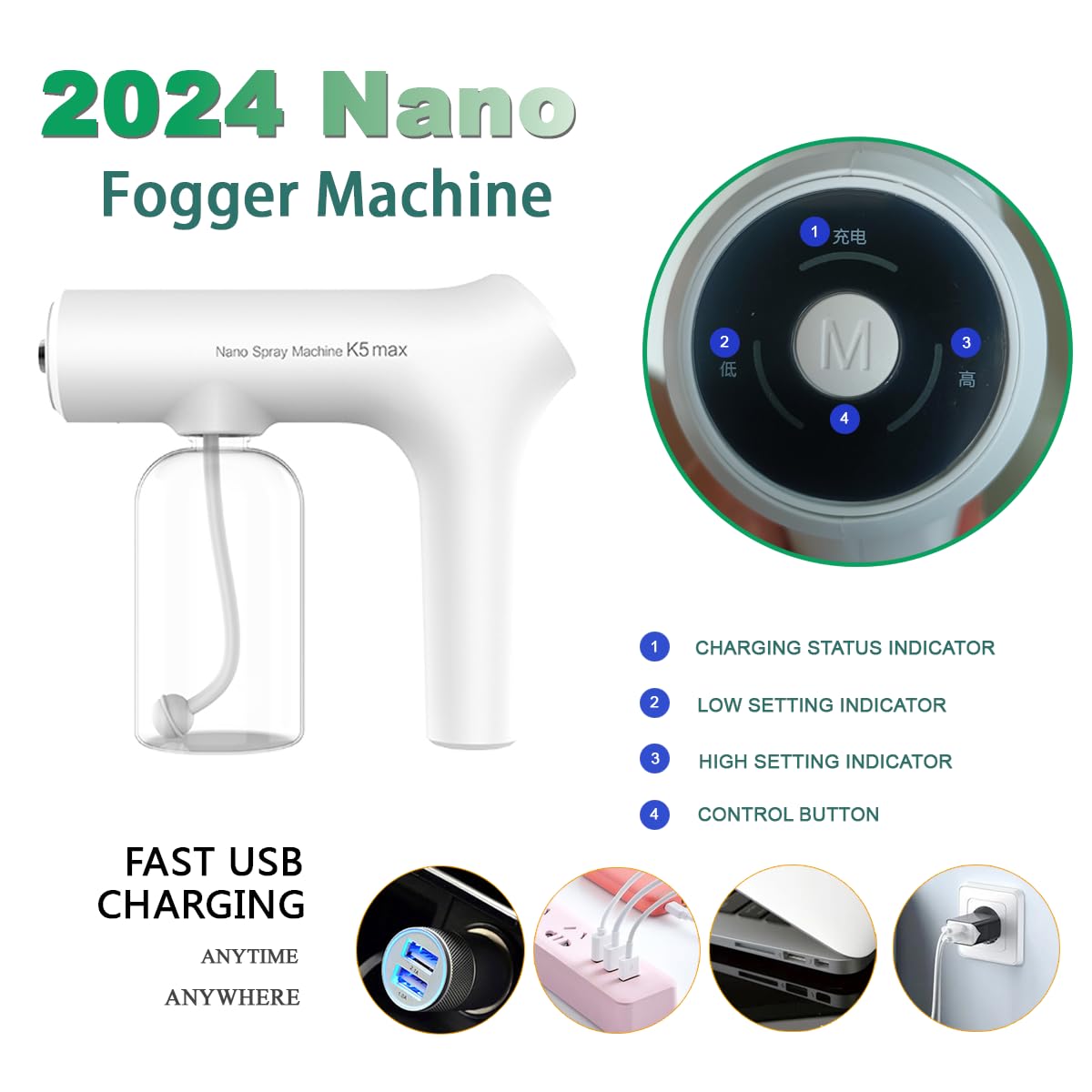 Mroace Atomizer Sprayer Rechargeable Nano Mist & Barber Spray Gun