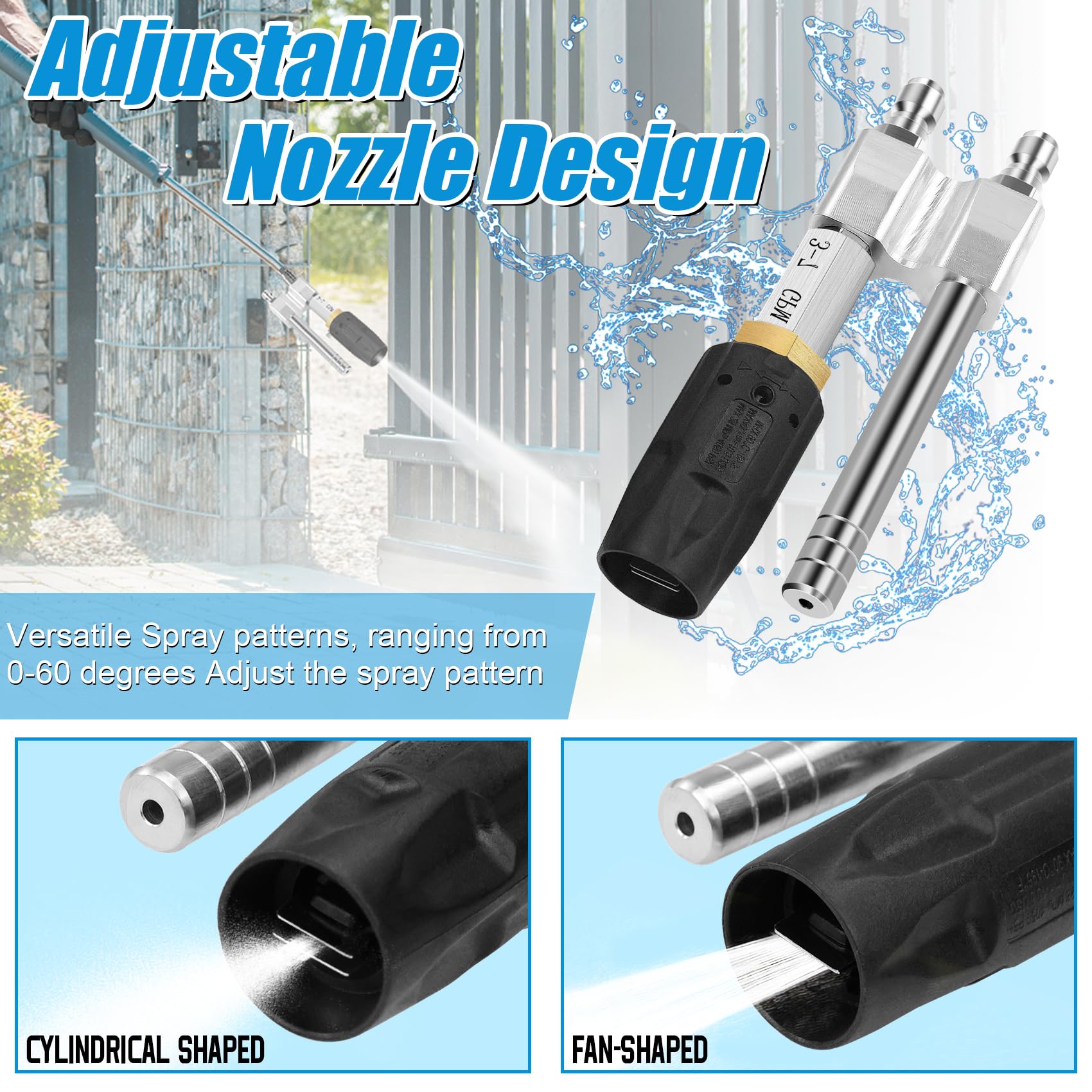 Mroace M5 Twist Pressure Washer Nozzle Adjustable 3-7 GPM with 1/4" Quick Connect