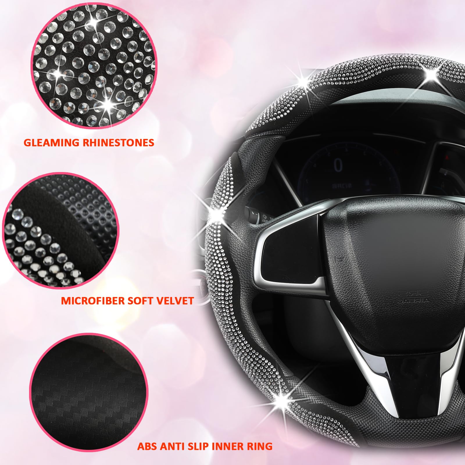 Mroace Diamond Bling Car Steering Wheel Cover