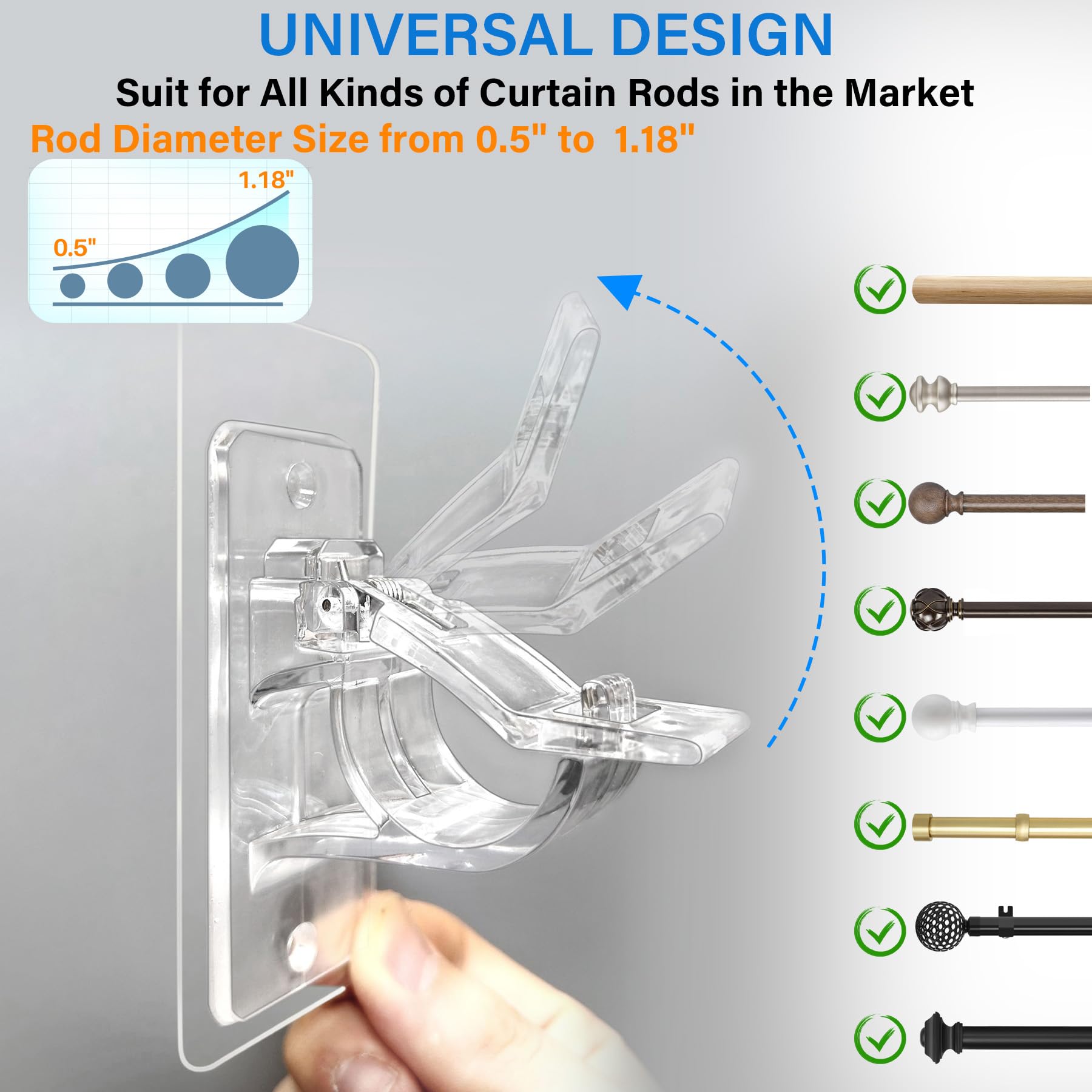 Mroace No Drill Self Adhesive Curtain Rod Holders
