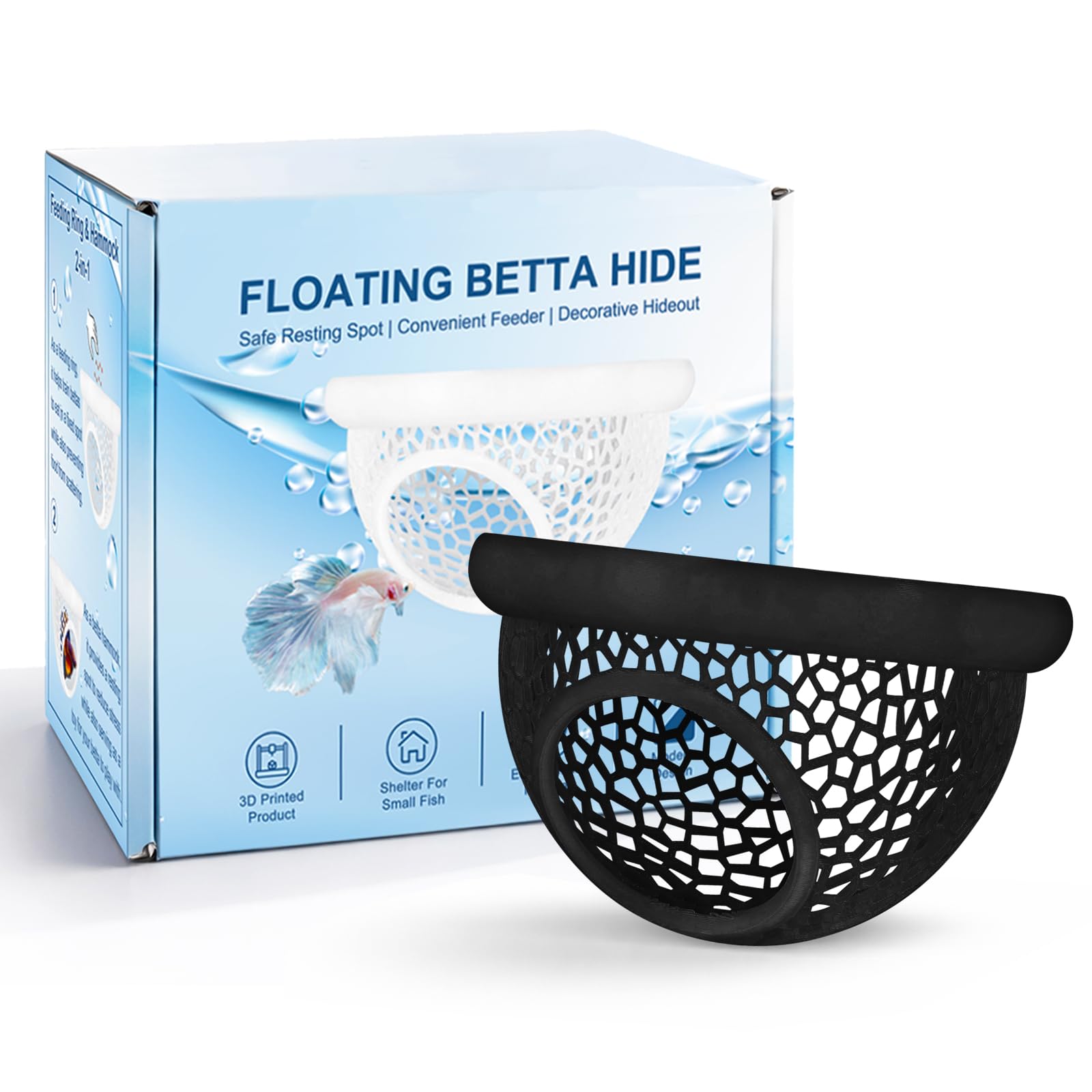 Mroace Floating Betta Hide & Shrimp Cave