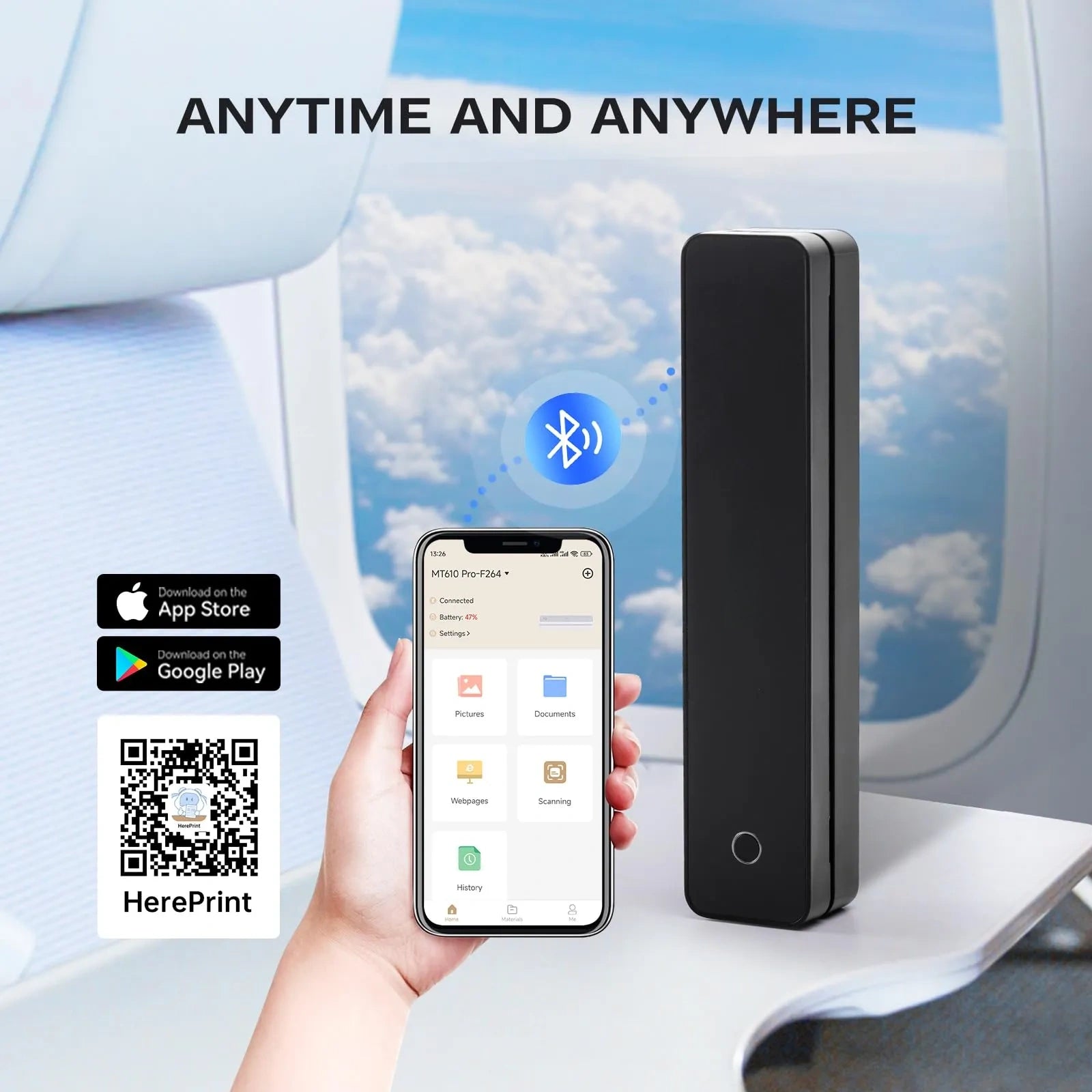 Mroace Wireless Inkless Thermal Portable Printer