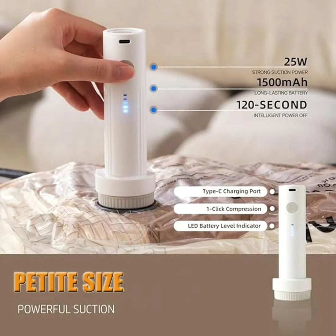 Mroace Cordless USB Rechargeable Vacuum Storage Bag Set