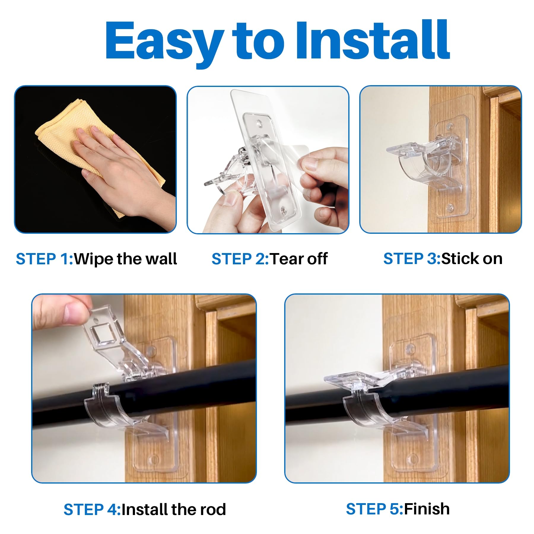 Mroace No Drill Self Adhesive Curtain Rod Holders