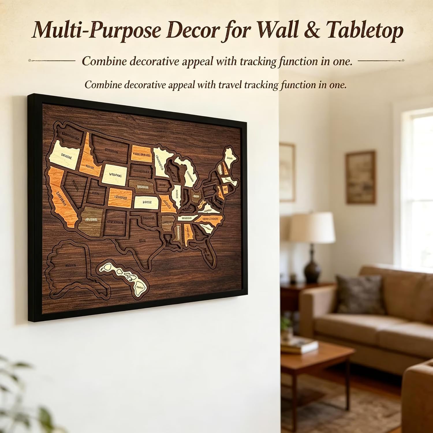 Mroace Wooden USA Travel Map Puzzle