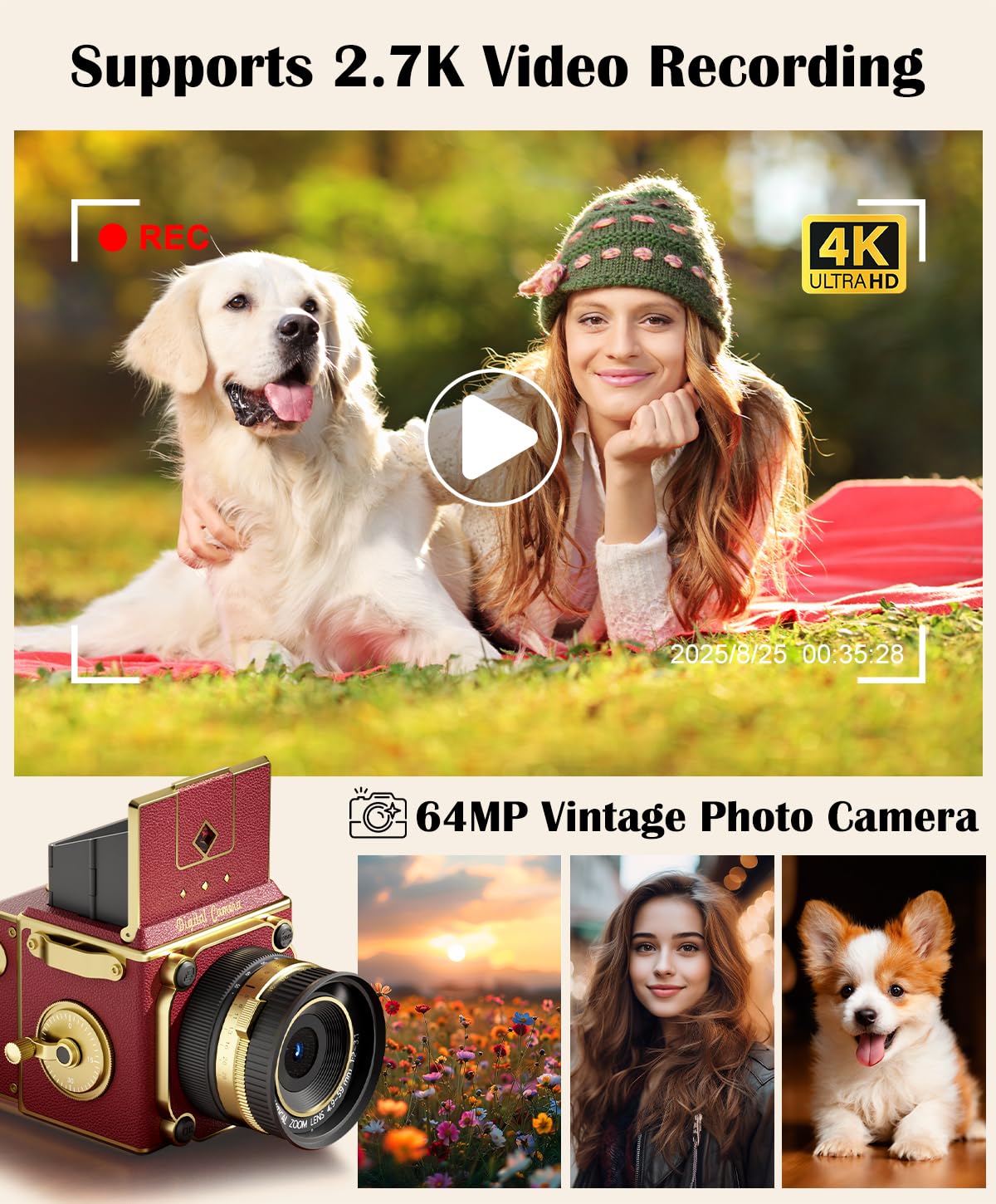 Mroace Vintage Digital Camera with Autofocus