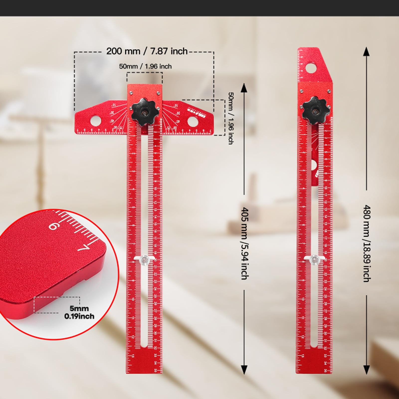 Mroace Adjustable Woodworking Marking Ruler