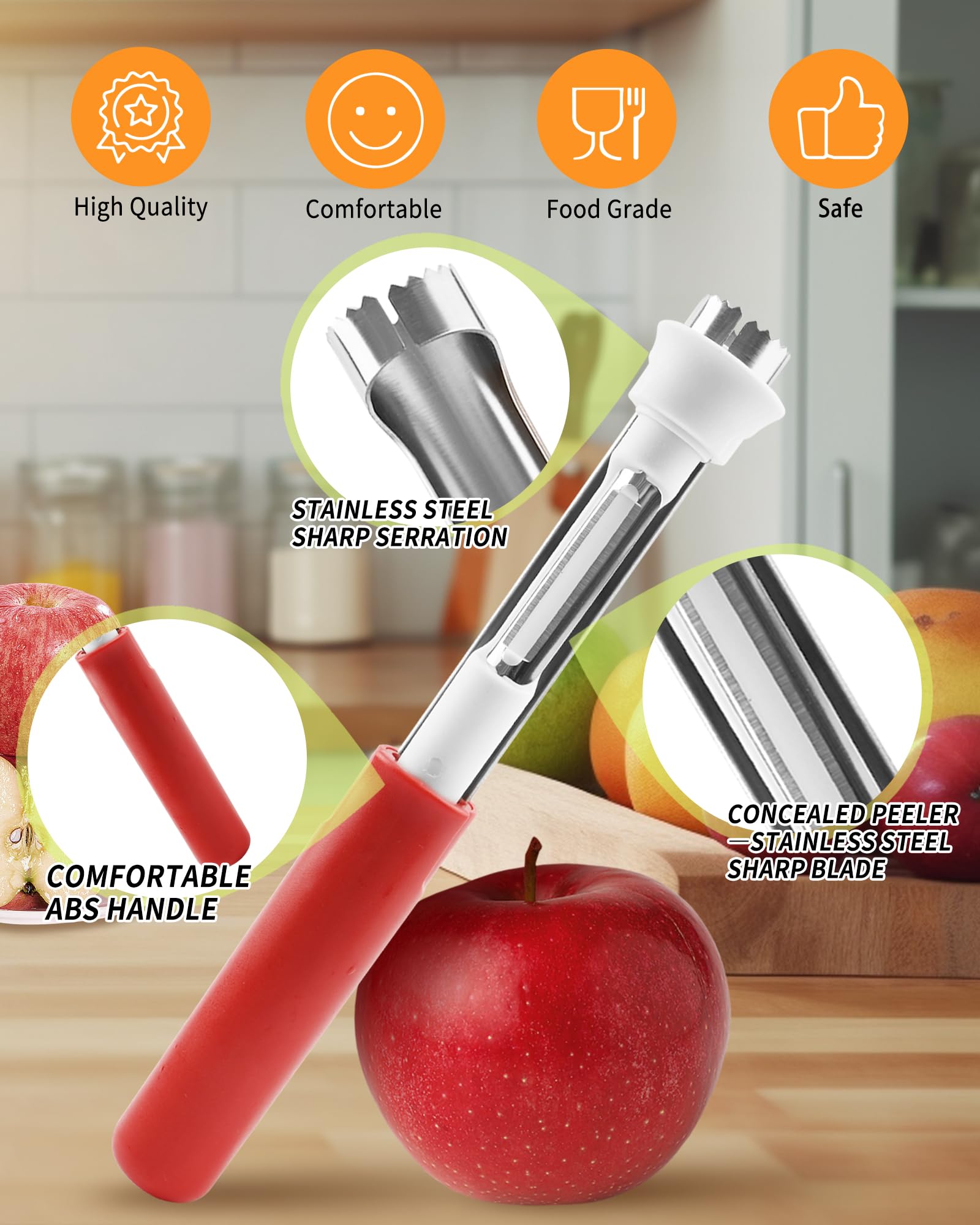 Mroace 2 in 1 Apple Corer and Peeler Tool