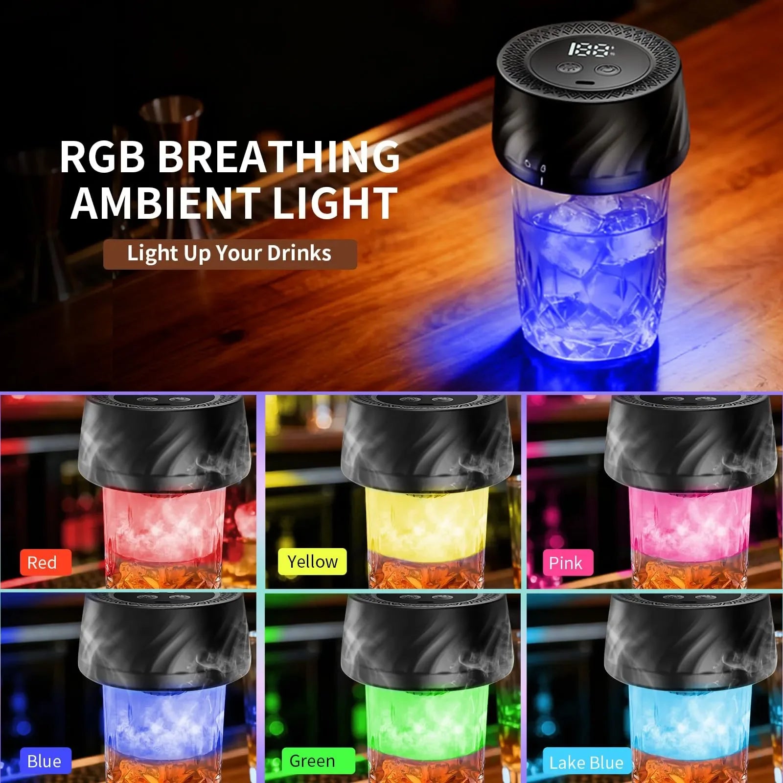 Mroace Rechargeable Built-In Lighter Whiskey Smoker Kit - MROACE