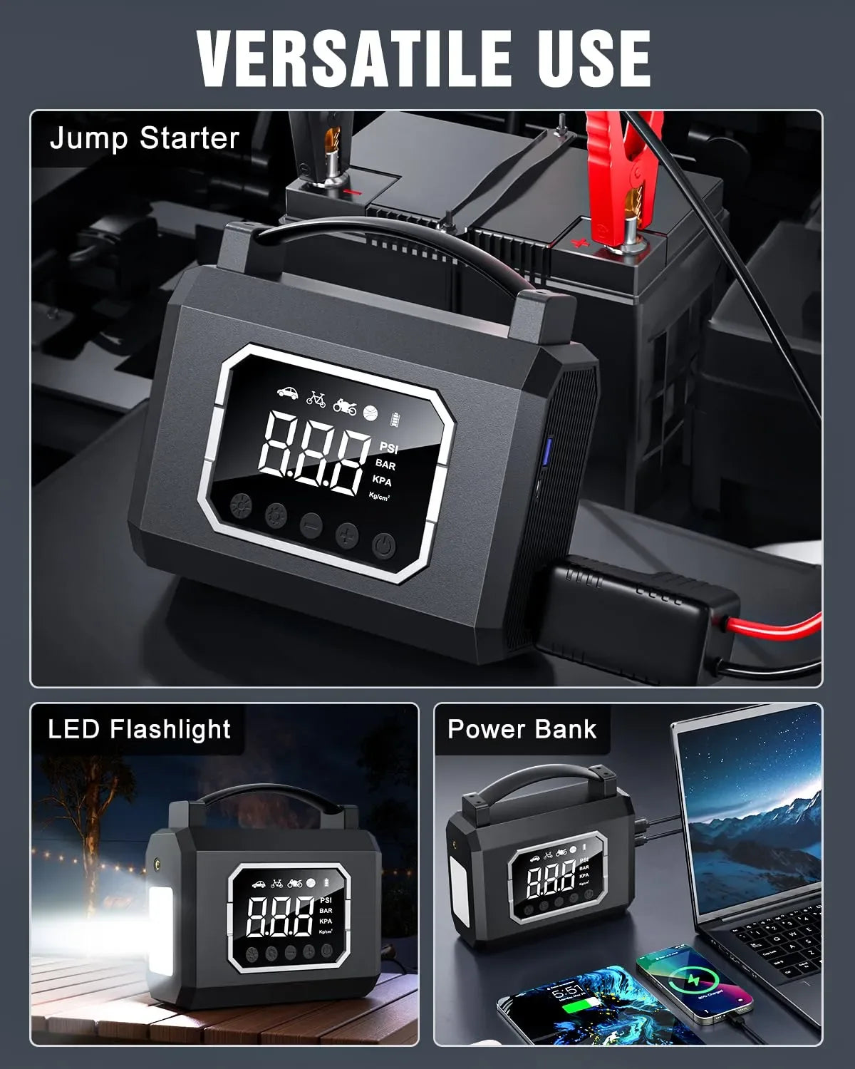 Mroace 4000A Jump Starter with Air Compressor - MROACE