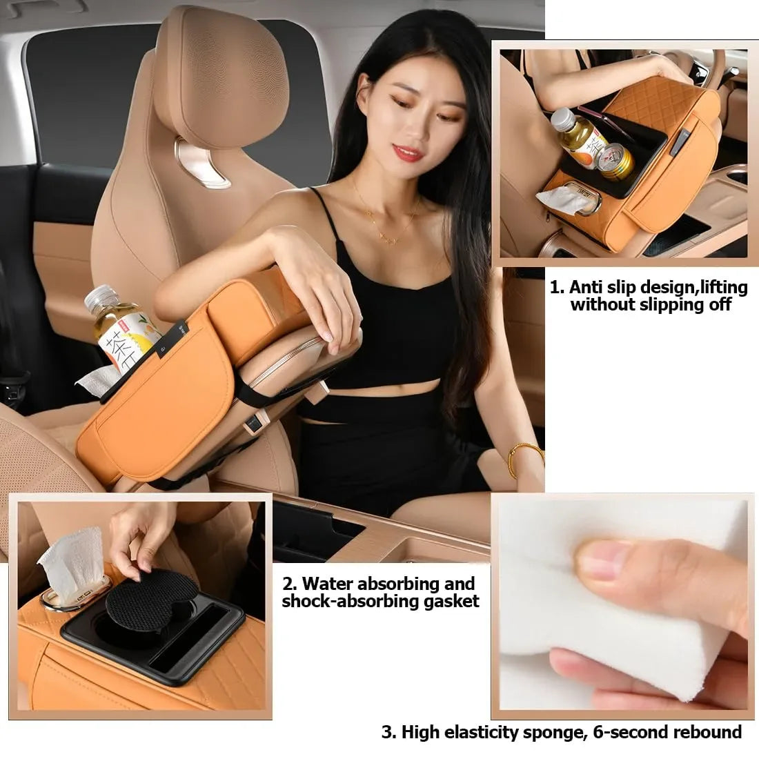 Mroace 5-in-1 Multi-Function Car Organizer Armrest Cushion - MROACE