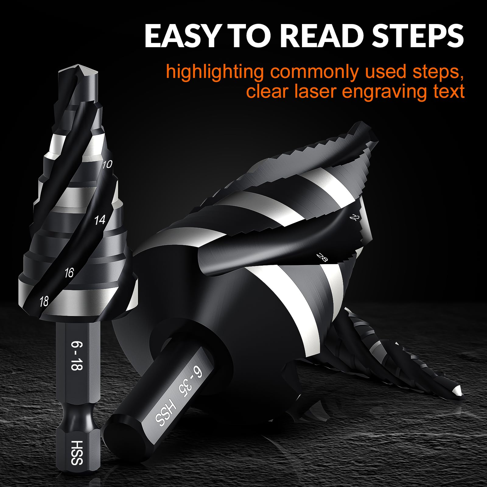 Mroace Spiral Flute HSS Step Drill Bit Set