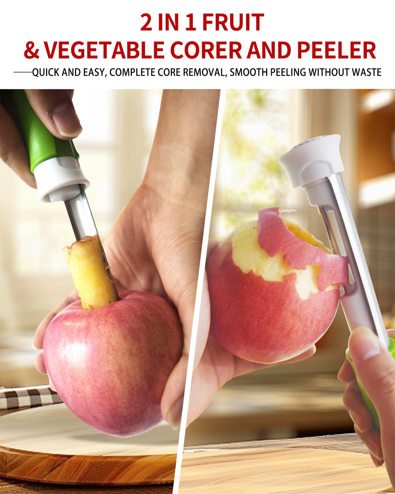 Mroace 2 in 1 Apple Corer and Peeler Tool